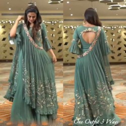 Fancy work designer gown with fancy ruffle work stylish dupatta